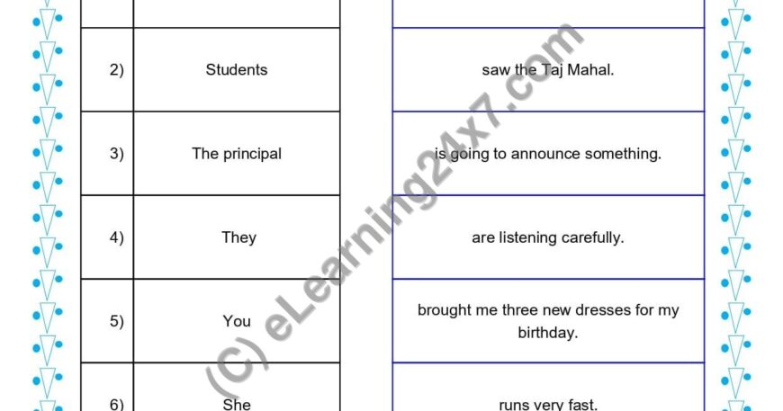 Grade 1, English, Sentences - Match To Make Sentences, printable PDF, instant download