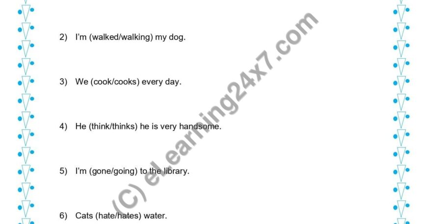 Grade 1, English, Verbs - Circle the Correct Verb Form, printable PDF, instant download