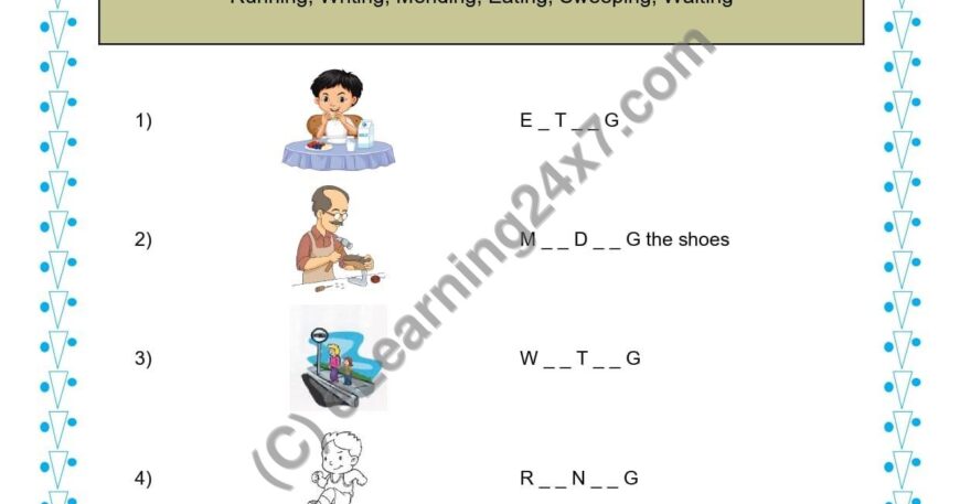 Grade 1, English, Verbs - Write Action Verbs, printable PDF, instant download