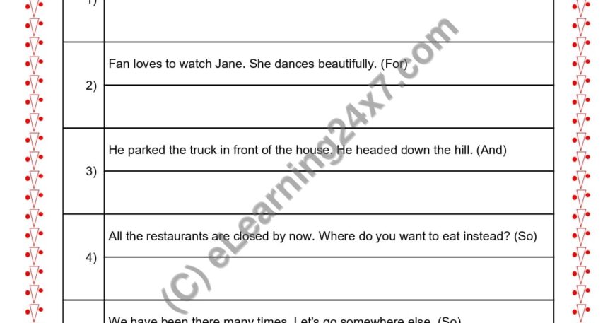Grade 2, English, Conjunction - Join Sentences Using Conjunctions, printable PDF, instant download