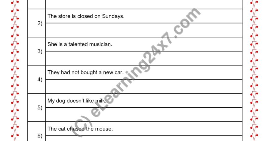 Grade 2, English, Sentences - Convert To Interrogative Sentences, printable PDF, instant download