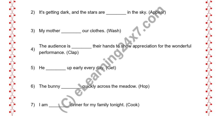 Grade 2, English, Verbs - Fill Blanks With Correct Doing Verb Form, printable PDF, instant download