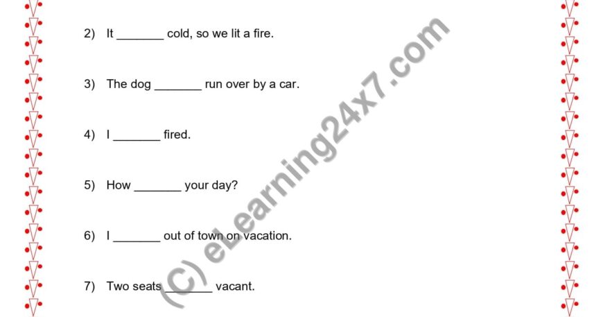 Grade 2, English, Verbs - Fill Blanks With Was, Were Verbs, printable PDF, instant download
