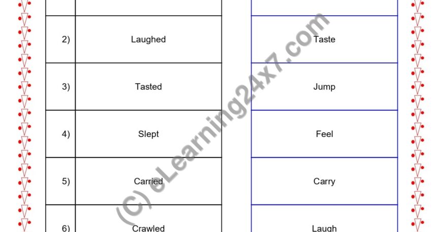 Grade 2, English, Verbs - Match Past Tense With Present Tense Form, printable PDF, instant download