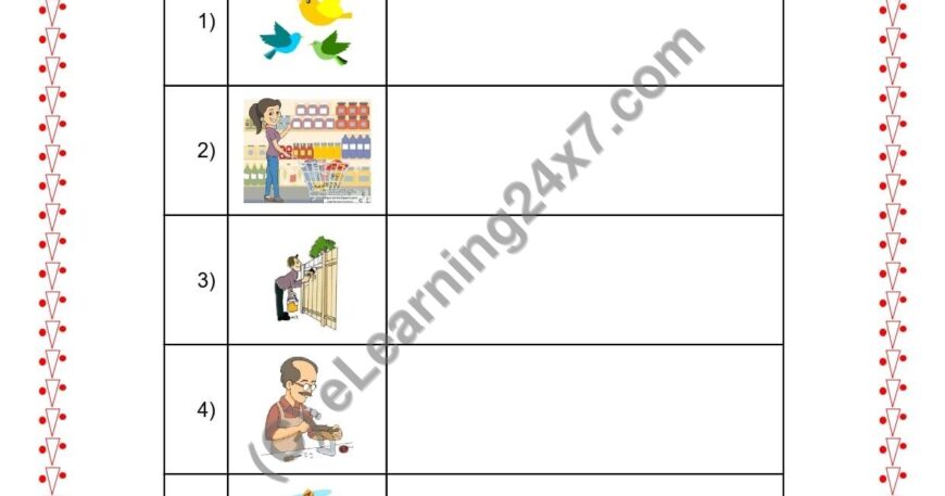 Grade 2, English, Verbs - Make Sentences Using Action In Picture, printable PDF, instant download