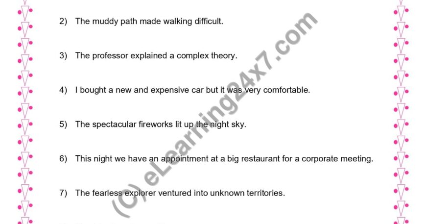 Grade 3, English, Adjectives - Underline Adjectives, printable PDF, instant download