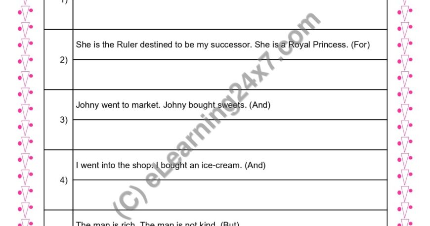 Grade 3, English, Conjunction - Join Sentences Using Conjunctions, printable PDF, instant download