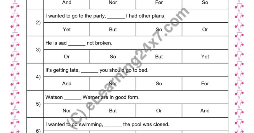 Grade 3, English, Conjunction - MCQs, printable PDF, instant download