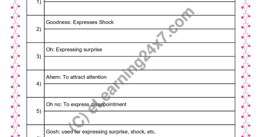 Grade 3, English, Interjection - Make Sentences Using Interjection Words, printable PDF, instant download