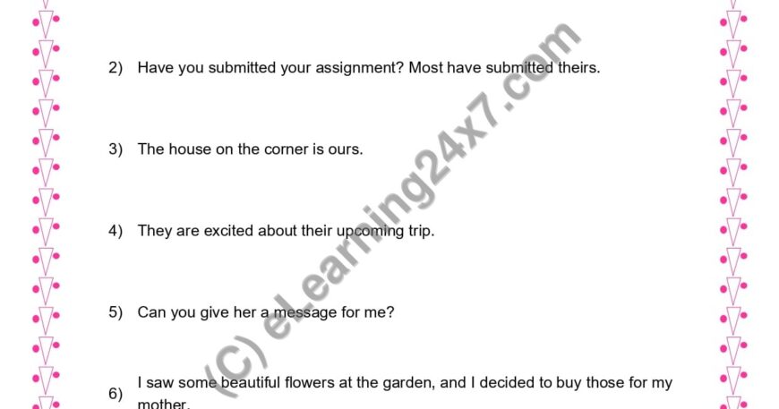 Grade 3, English, Pronoun - Personal, Demonstrative & Possessive Pronoun, printable PDF, instant download