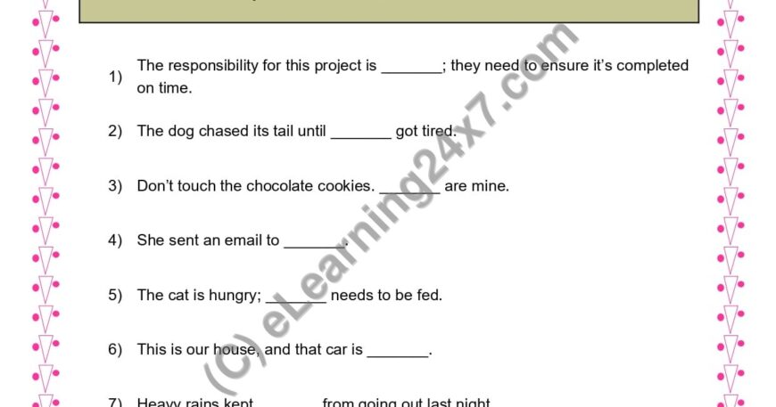 Grade 3, English, Pronoun - Fill The Blanks, printable PDF, instant download
