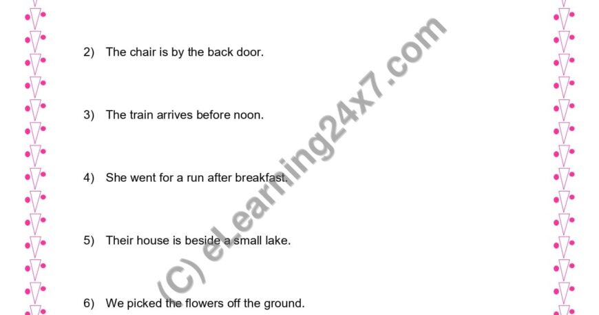 Grade 3, English, Preposition - Phrases, printable PDF, instant download