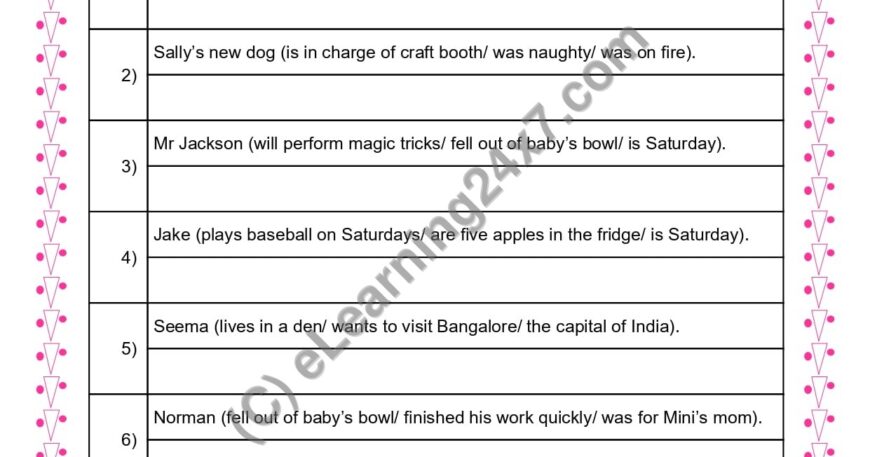 Grade 3, English, Sentences - Choose Correct Phrase, printable PDF, instant download