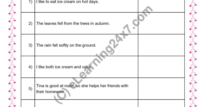 Grade 3, English, Sentences - Simple & Compound Sentences, printable PDF, instant download
