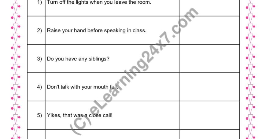 Grade 3, English, Sentences - Identify Type of Sentences, printable PDF, instant download