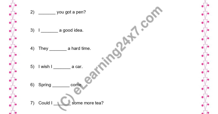 Grade 3, English, Verbs - Fill Blanks With Has, Have, Had Verbs, printable PDF, instant download