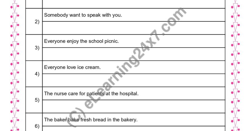 Grade 3, English, Verbs - Rewrite Sentences With Correct Verb, printable PDF, instant download