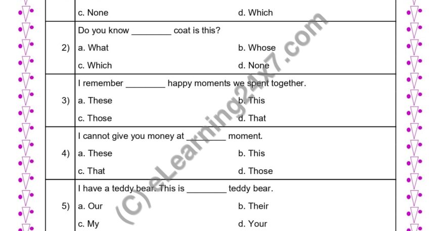 Grade 4, English, Adjectives - MCQs, printable PDF, instant download