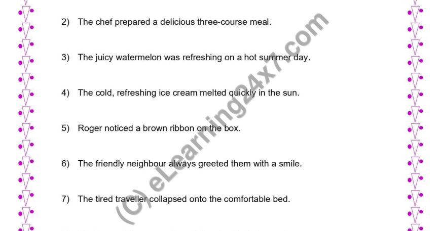 Grade 4, English, Adjectives - Underline Adjectives, printable PDF, instant download