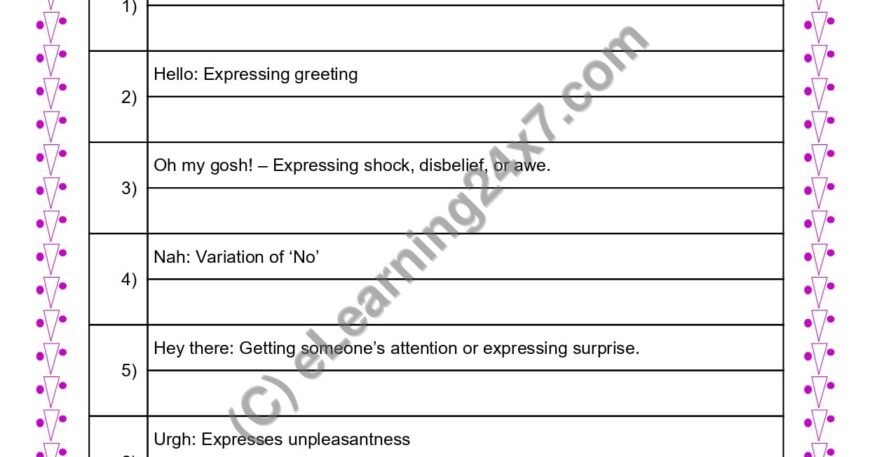 Grade 4, English, Interjection - Make Sentences Using Interjection Words, printable PDF, instant download