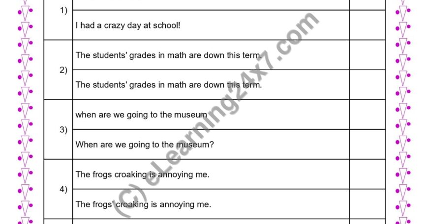 Grade 4, English, Punctuation - Correct Punctuation Marks, printable PDF, instant download