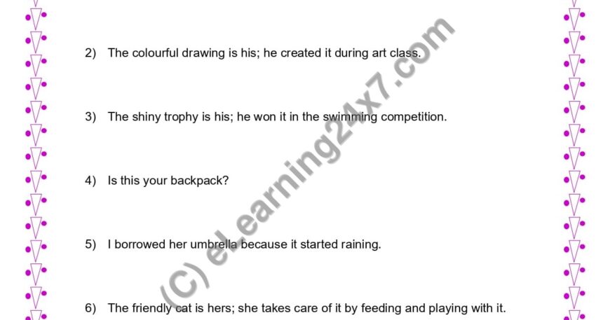 Grade 4, English, Pronoun - Circle Possessive Pronoun, printable PDF, instant download