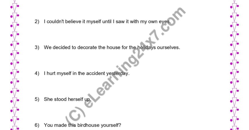 Grade 4, English, Pronoun - Circle Reflexive Pronoun, printable PDF, instant download