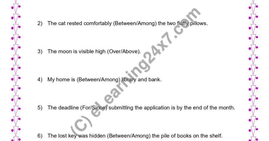 Grade 4, English, Preposition - Choose Correct Preposition, printable PDF, instant download