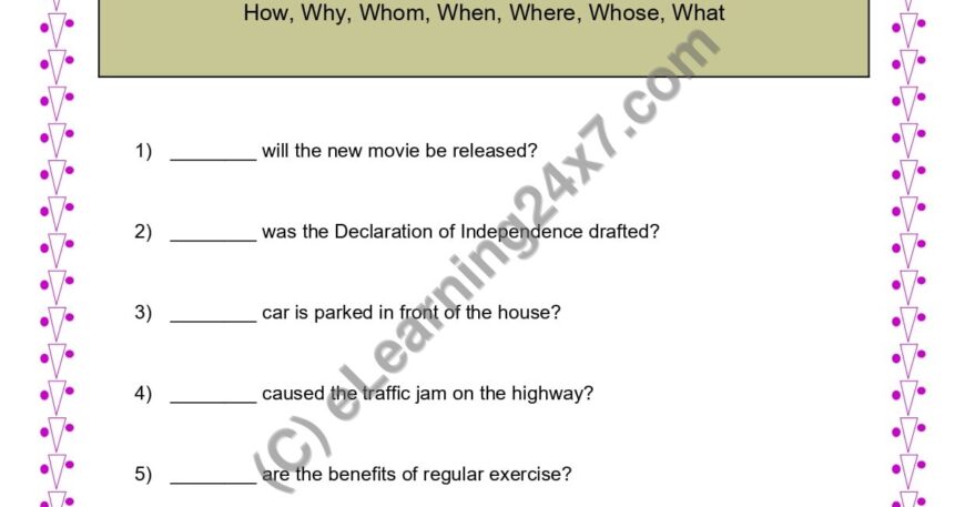 Grade 4, English, Sentences - Fill Blanks To Make Interrogative Sentences, printable PDF, instant download