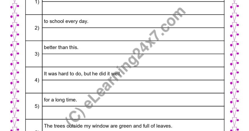 Grade 4, English, Sentences - Complete Sentences, printable PDF, instant download