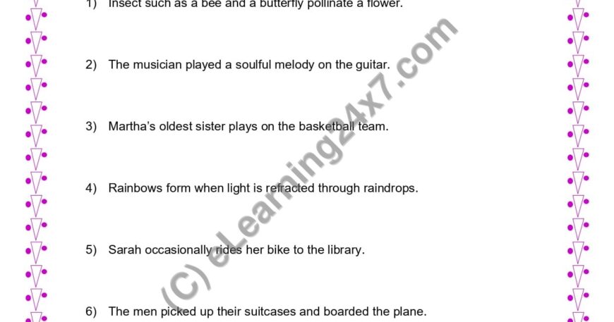 Grade 4, English, Sentences - Identify Simple Or Complete Subject, printable PDF, instant download