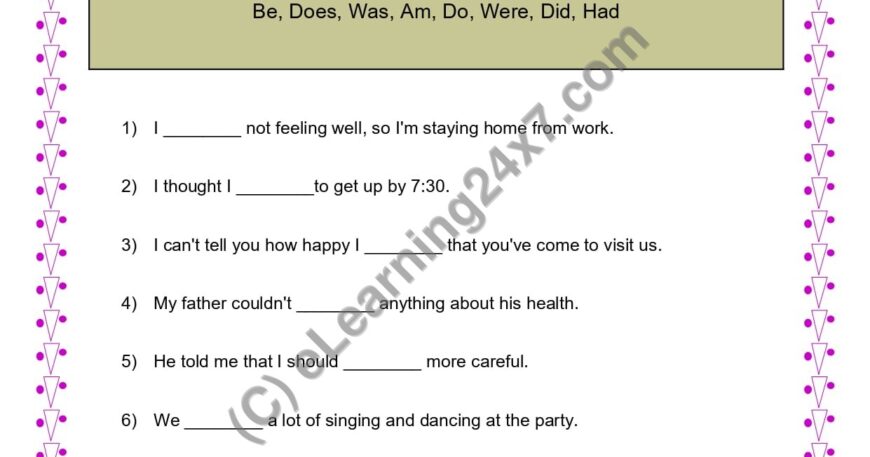 Grade 4, English, Verbs - Fill Blanks With Auxiliary Verb, printable PDF, instant download