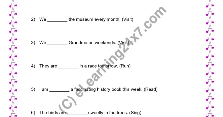 Grade 4, English, Verbs - Fill Blanks With Correct Verb Form, printable PDF, instant download