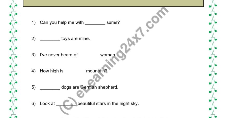 Grade 5, English, Adjectives - Fill Blanks With Suitable Demonstrative Adjectives, printable PDF, instant download
