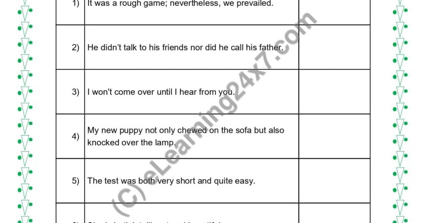 Grade 5, English, Conjunction - Circle Conjunctions, printable PDF, instant download