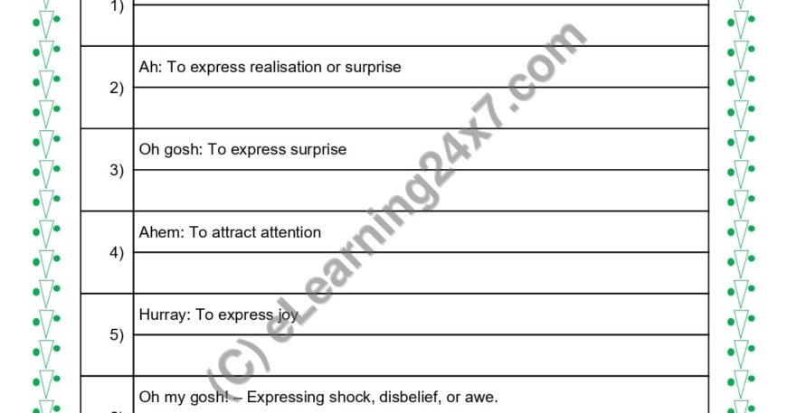 Grade 5, English, Interjection - Make Sentences Using Interjection Words, printable PDF, instant download