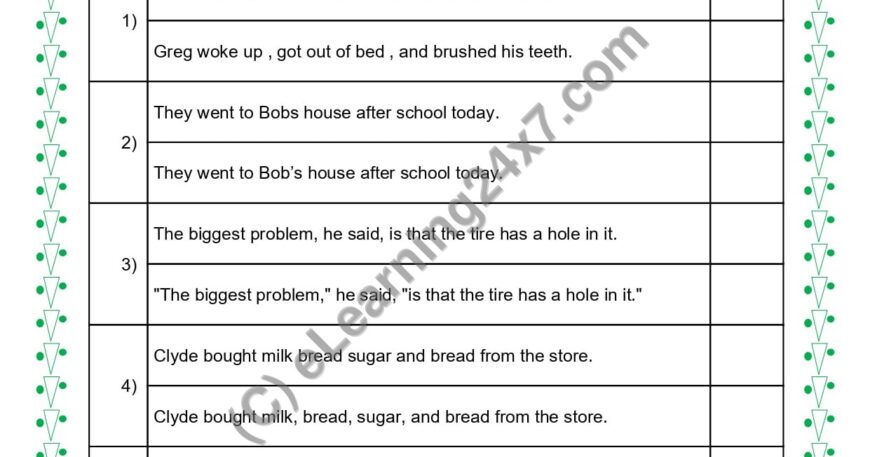 Grade 5, English, Punctuation - Correct Punctuation Marks, printable PDF, instant download