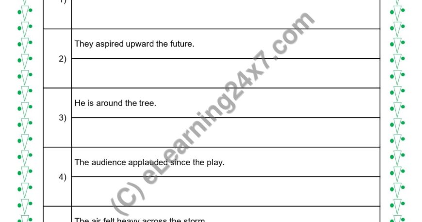 Grade 5, English, Preposition - Correct Preposition & Rewrite, printable PDF, instant download