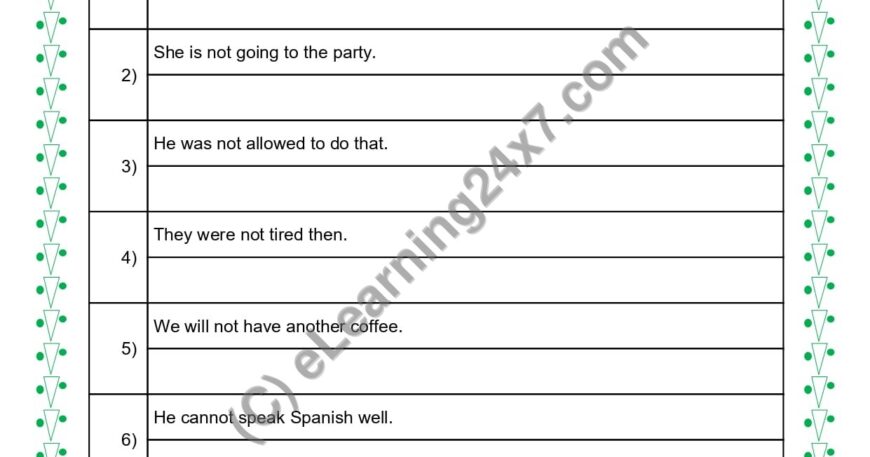 Grade 5, English, Sentences - Convert To Affirmative Sentences, printable PDF, instant download