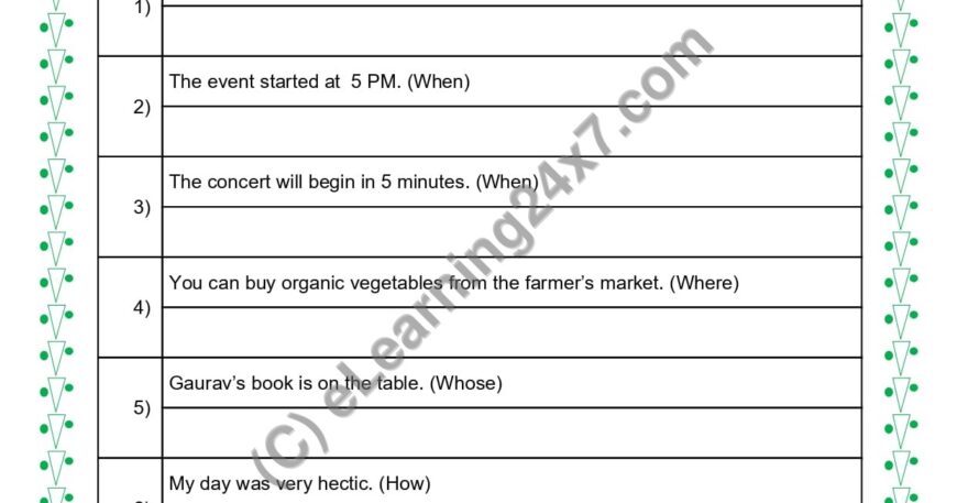Grade 5, English, Sentences - Convert To Interrogative Sentences, printable PDF, instant download