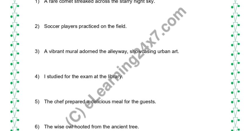 Grade 5, English, Sentences - Identify Simple Or Complete Subject, printable PDF, instant download