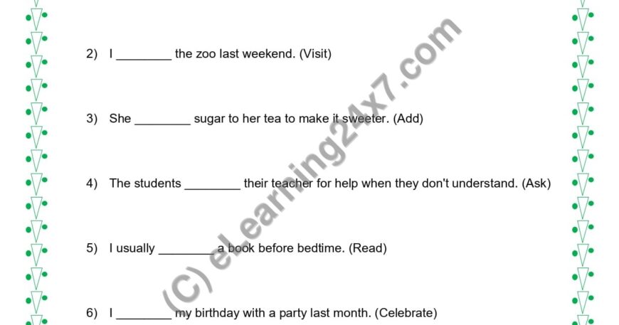 Grade 5, English, Verbs - Fill Blanks With Correct Verb Form, printable PDF, instant download