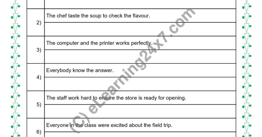 Grade 5, English, Verbs - Rewrite Sentences With Correct Verbs, printable PDF, instant download