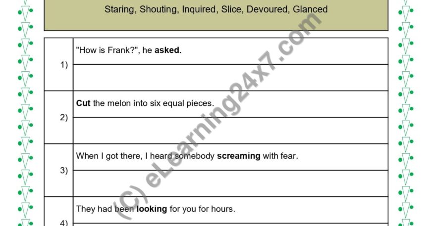 Grade 5, English, Verbs - Rewrite Sentences Using Descriptive Verbs, printable PDF, instant download