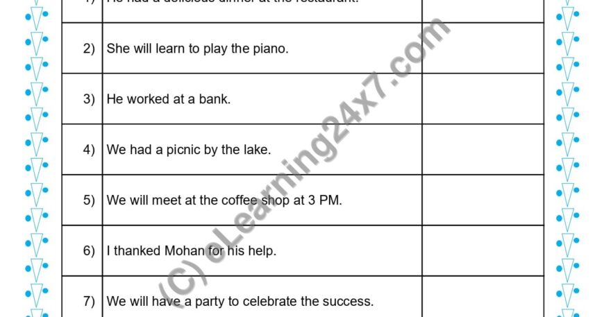 Grade 1, English, Tenses - Identify Tense Form, printable PDF, instant download