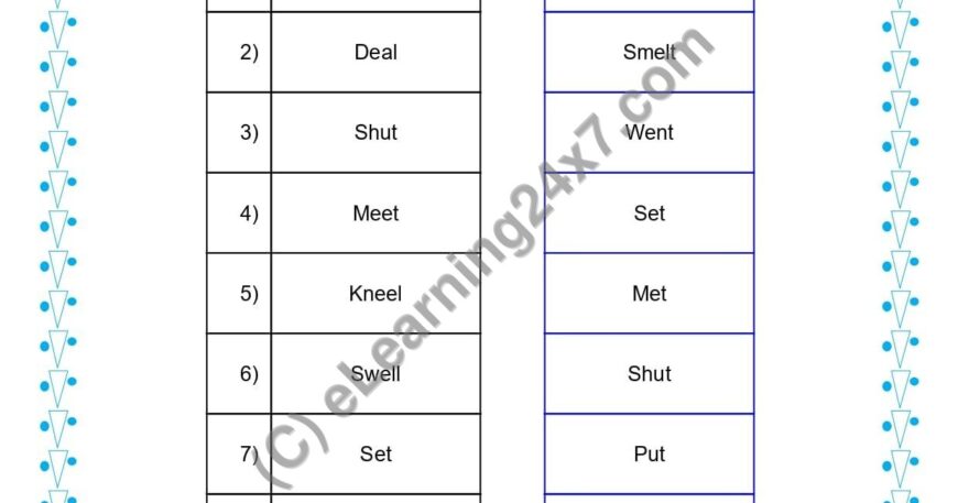 Grade 1, English, Tenses - Match Past Tense, printable PDF, instant download