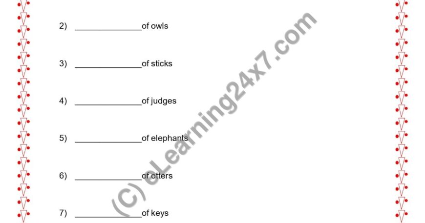 Grade 2, English, Noun - Collective Noun Fill Blanks, printable PDF, instant download