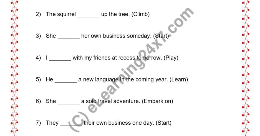 Grade 2, English, Tenses - Future Tense Fill The Blanks, printable PDF, instant download