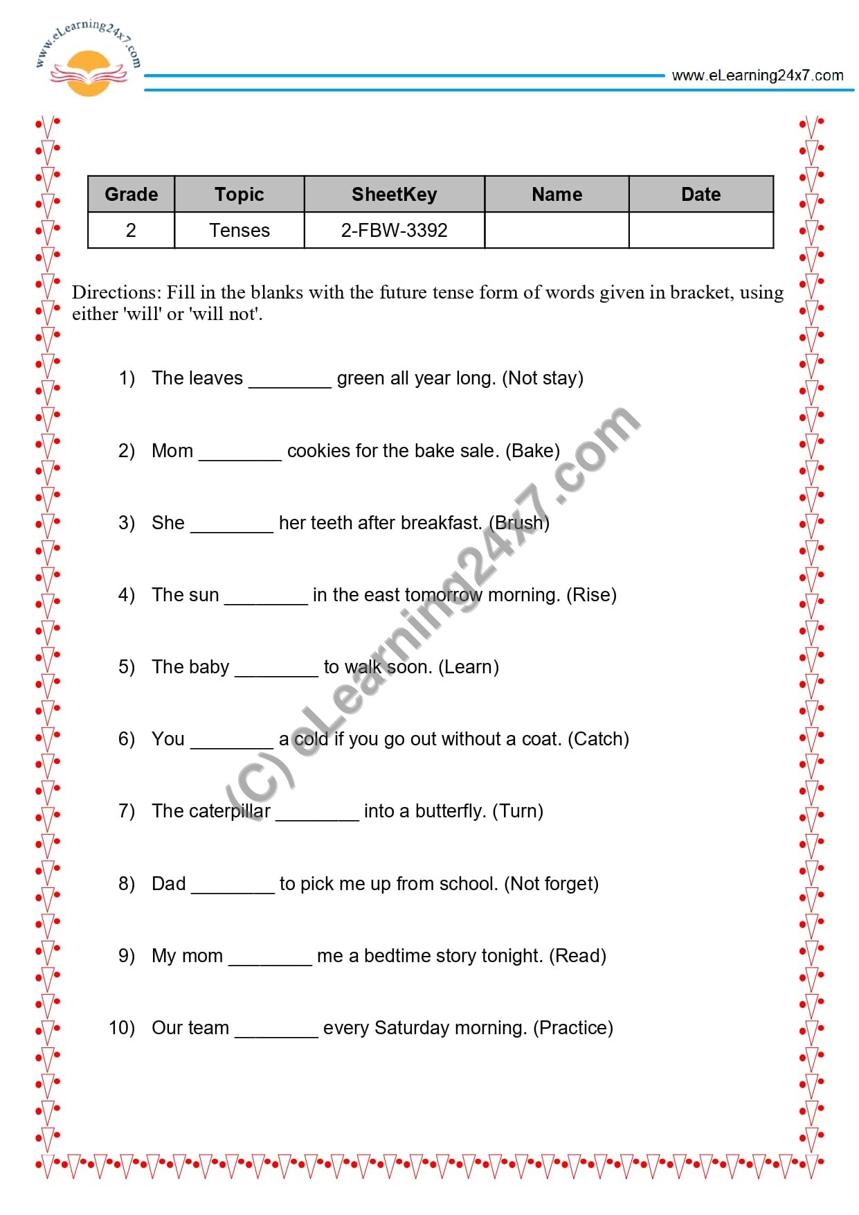 Will Or Will Not Fill The Blanks