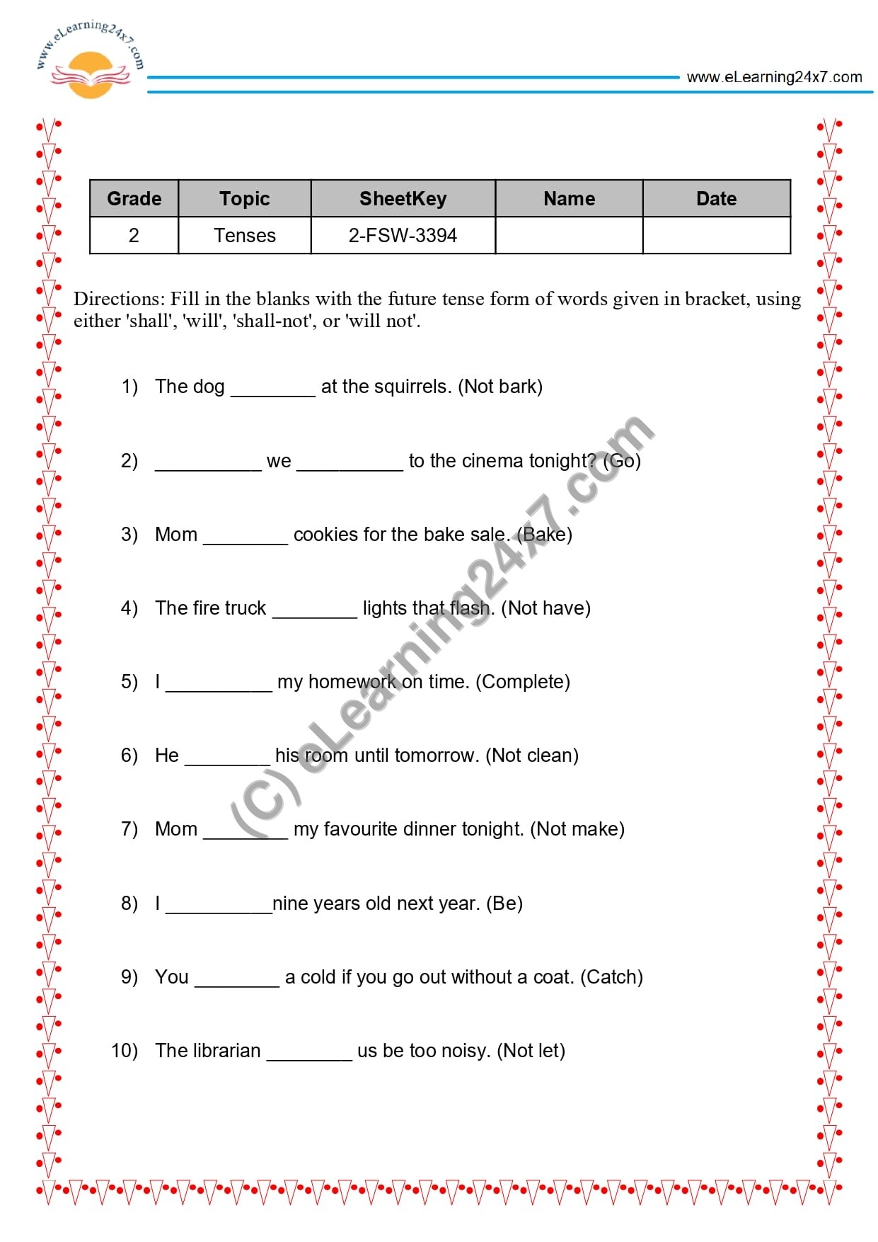 Future Tense Form Fill The Blanks
